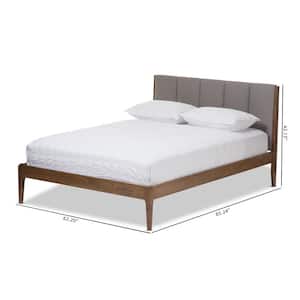 Ember Mid-Century Gray Fabric Upholstered King Size Bed