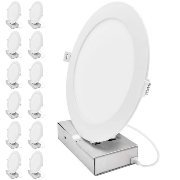 8 In. Integrated LED Recessed Light with JBox, 5CCT, 13W-18W, Up to 1500LM, CRI90 Dimmable 120-277V IC Rated ETL 12 Pack