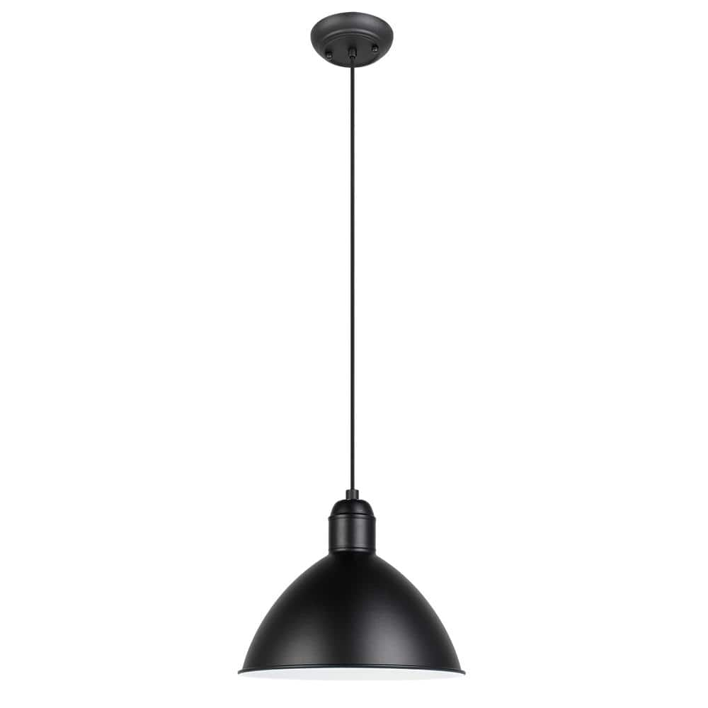 Eglo Priddy 12 in. W x 83.66 in. H 1-Light Black Shaded Pendant Light ...