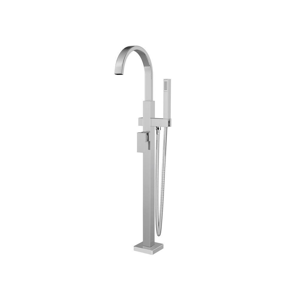 Polished Chrome Freestanding Tub Filler with Diverter