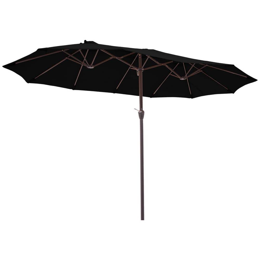 15 ft. x 9 ft. Large Market Patio Umbrella Steel Double-Side Outdoor Umbrella in Black price history on PriceWatchPro