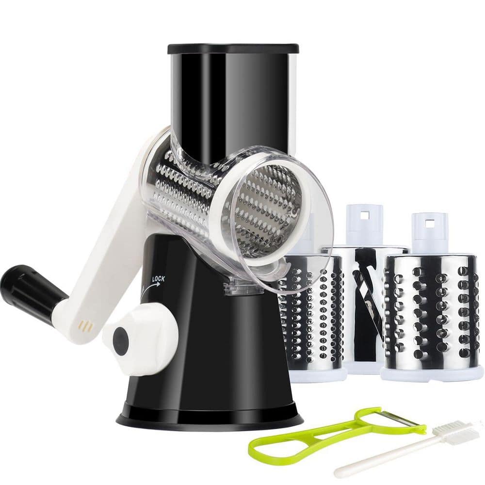 Black Rotary Cheese Grater Hand Crank with 3 Types Blade for Cheese Vegetable Walnut Chocolate Potato Carrot price history on PriceWatchPro