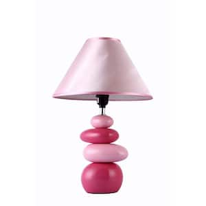 17.6 in. Shades of Pink Ceramic Stone Table Lamp