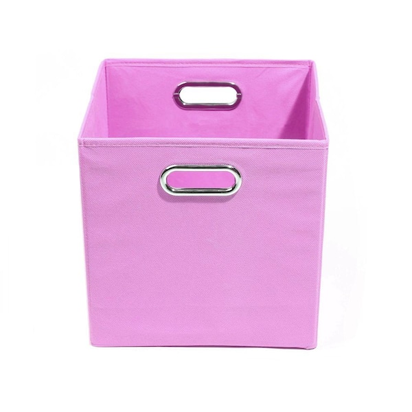 Modern Littles Rose 10.5 in. x 10.5 in. x 10.5 in. Folding Solid Pink Fabric Storage Bin