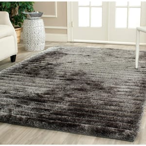 3D Shag Silver 6 ft. x 6 ft. Square Solid Area Rug