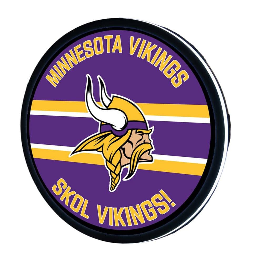 Evergreen Minnesota Vikings 15 in. Round Plugin LED Lighted Sign 8LED3817MRF The Home Depot
