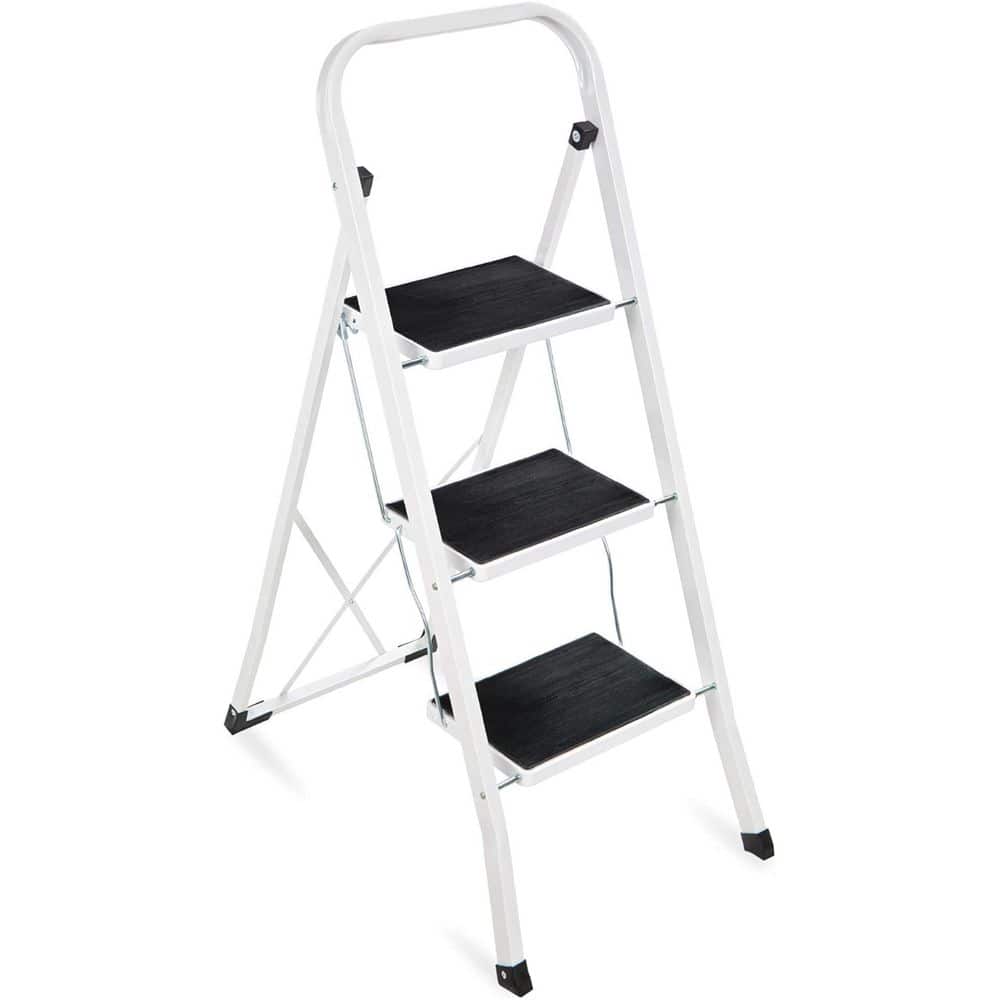 3 Step Ladder Folding Sturdy Lightweight Portable Step Stool fHome w/Non-Sl
