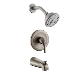360° Adjustable Nozzle Single Handle 1 -Spray Tub and Shower Faucet 1.8 GPM in. Brushed Nickel Valve Included