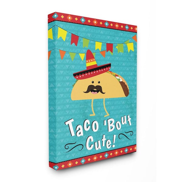 Stupell Industries 30 in. x 40 in. "Taco Bout Cute Cartoon with Mustache" by ND Art Canvas Wall Art