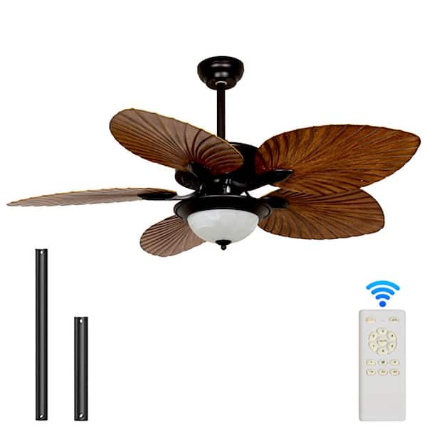 CIPACHO 52 in. Indoor Black Vintage Leaf Ceiling Fan with Light