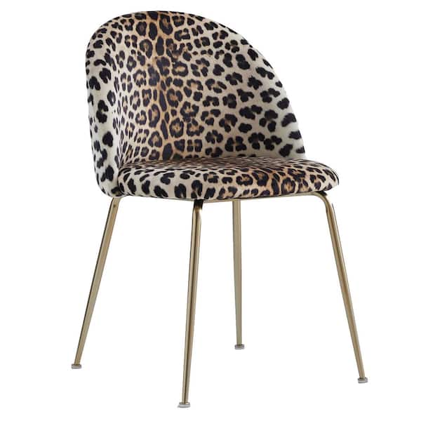 Best Master Furniture Miramar Leopard Print Velvet Metal Dining Chairs (Set of 2)