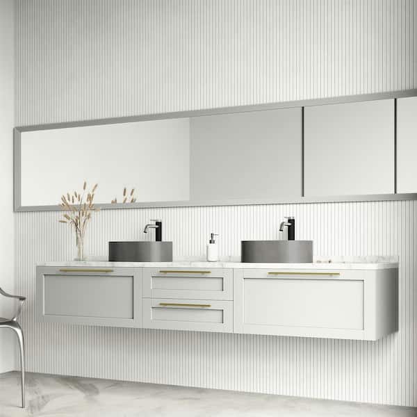 Concreto Stone 16 in. Concrete Oval Vessel Bathroom Sink in Gray with Lexington Faucet and Pop-Up Drain in Chrome