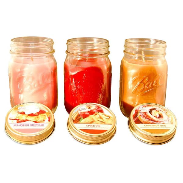 LUMABASE Bake Shoppe Collection 12 oz. Mason Jar Scented Candles (3-Pack)