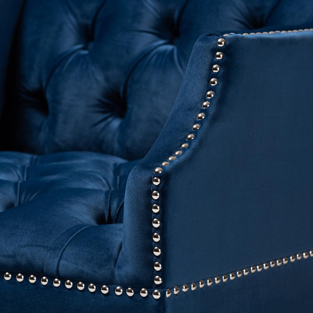 Elegant Navy Blue Velvet Lounge Chair with Clear Acrylic Legs