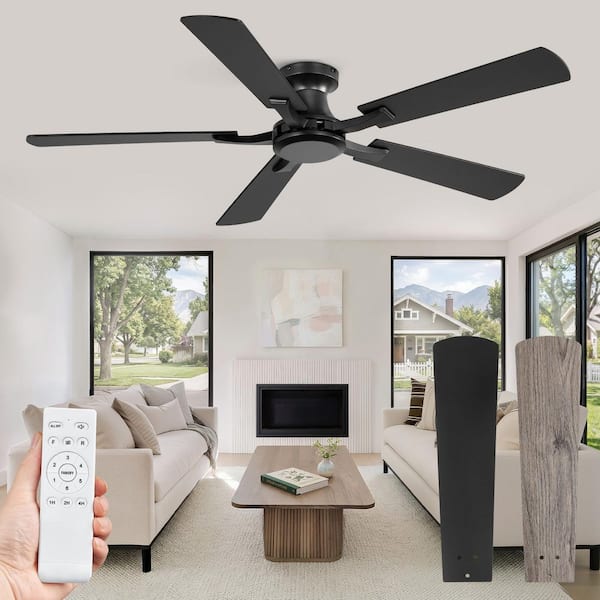 52 in. Black Smart Indoor/Outdoor Ceiling Fan with Remote for Living Room Patio,6 Speed Reversible Quiet DC Motor, 3CCT