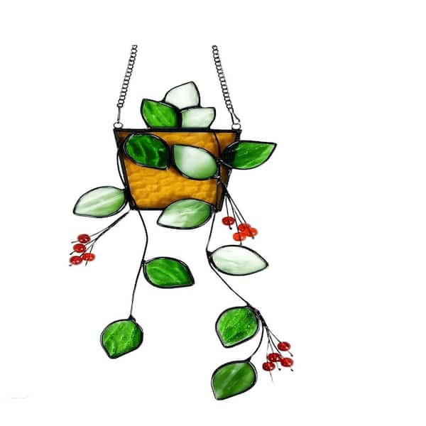 Green Plants Stained Glass Art Glass Window