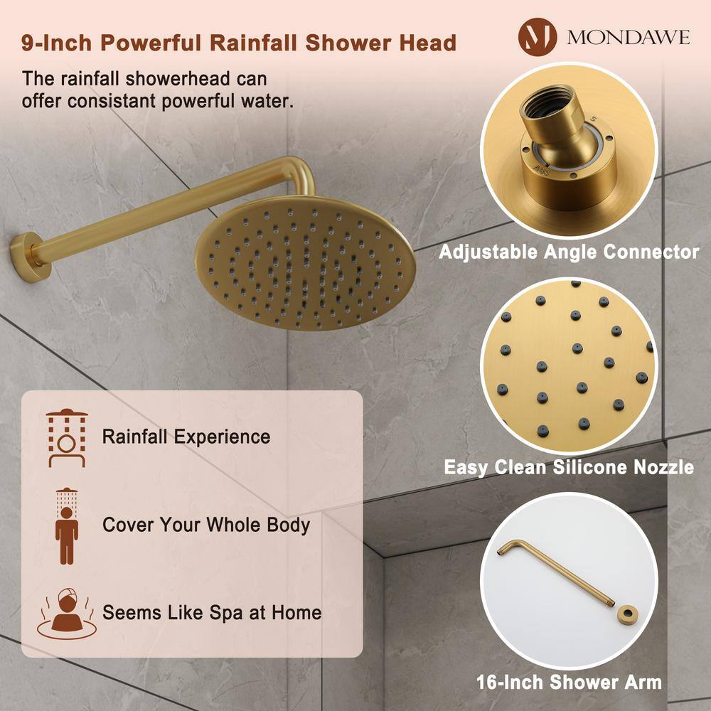 Brushed Gold Dual Shower System with Adjustable Handheld