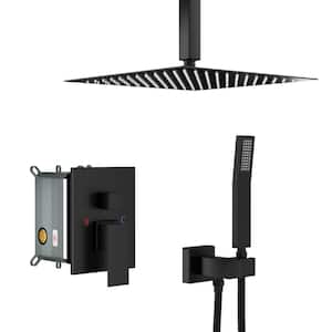 ACA 10 in. Single-Handle 1-Spray Square High Pressure Shower Faucet in Matte Black (Valve Included)