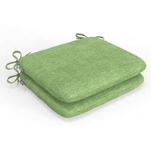 Solid Splash Green Green Square Outdoor Rounded Corners Chair Seat Cushion with Ties (2-Pack)