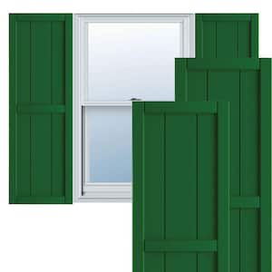 True Fit 21-1/2 in. x 38 in. PVC 4-Framed Board and Batten Shutters Pair in Viridian Green