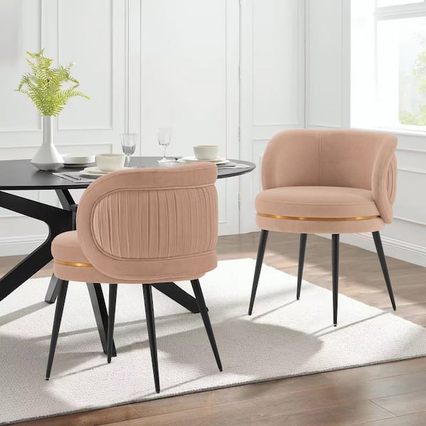 Manhattan Comfort Modern Kaya Pleated Velvet Dining Chair in Nude