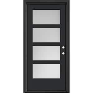 Performance Door System 36 in. x 80 in. VG 4-Lite Left-Hand Inswing Pearl Black Smooth Fiberglass Prehung Front Door