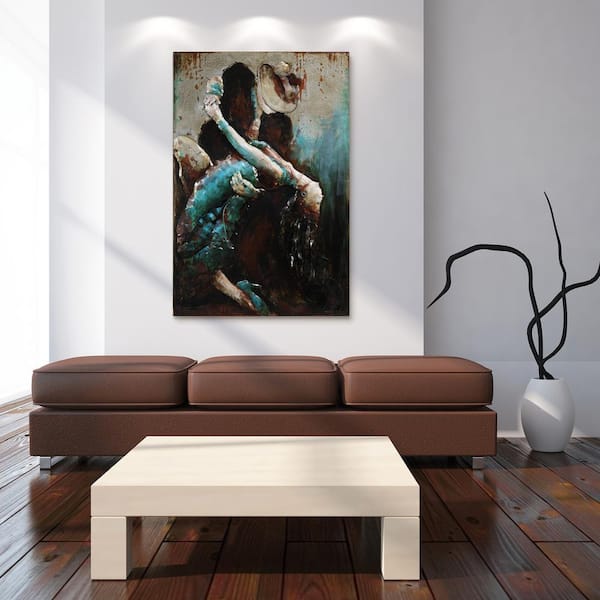 Empire Art Direct 48 in. x 32 in. "Ballroom Dancers" Mixed Media Iron Hand Painted Dimensional Wall Art