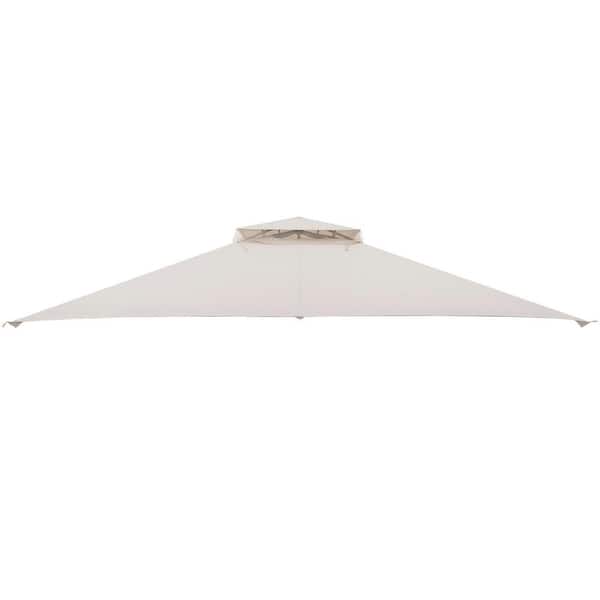 Gymax 10 ft. x 12 ft. Patio Canopy Shelter CPAI-84 Gazebo Dual-Tiered Top Cover Beige