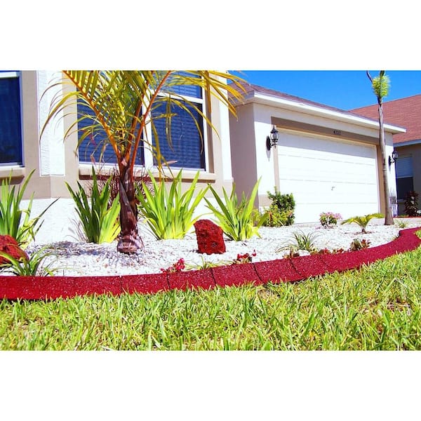 4 ft. Red Rubber Curb Landscape Edging (4-Pack)