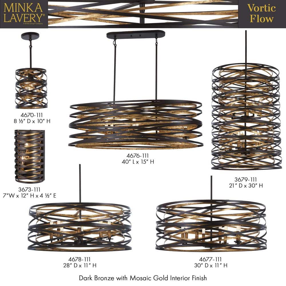 Vortic Flow Dark Bronze and Mosaic Gold 8-Light Contemporary Pendant