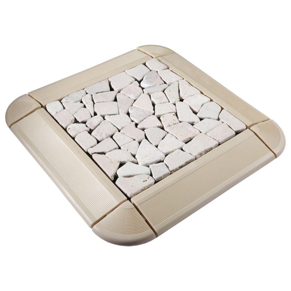 Off-White Plastic Interlocking Deck Tile Kit with Edges