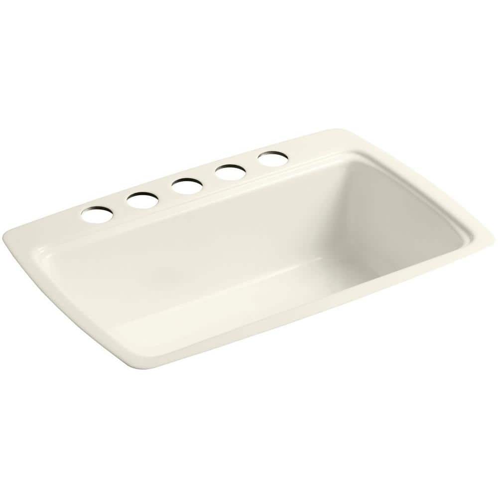 Cape Dory Undermount Cast-Iron 33 in. 5-Hole Single Bowl Kitchen Sink in Bi