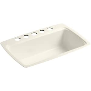 Cape Dory Undermount Cast-Iron 33 in. 5-Hole Single Bowl Kitchen Sink in Biscuit