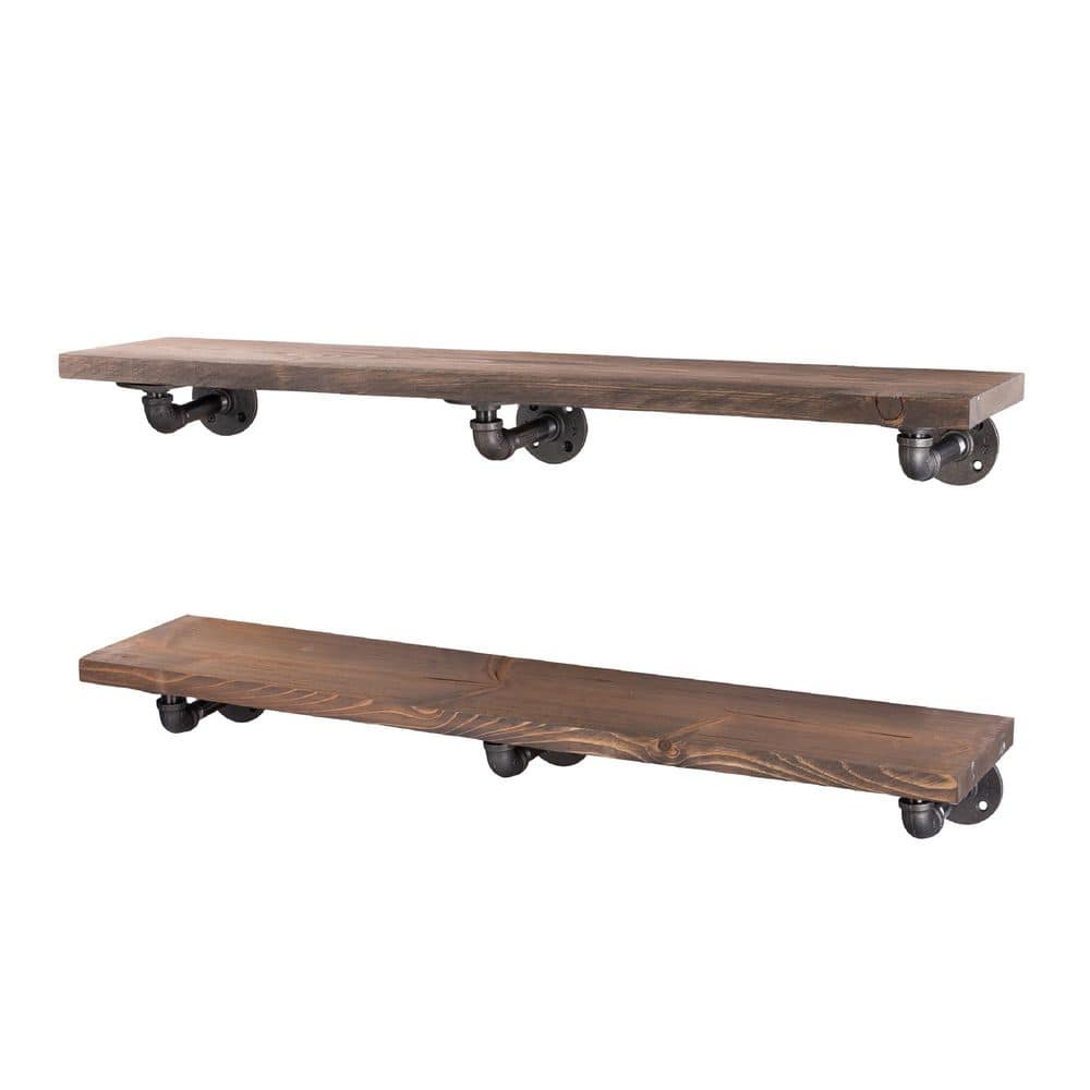 wood iron shelf 1150*1200*225〈ブラウン〉 PIPE DECOR 36 in. x 7.5 in. x 6.75 in. Sunset Brown Restore Wood