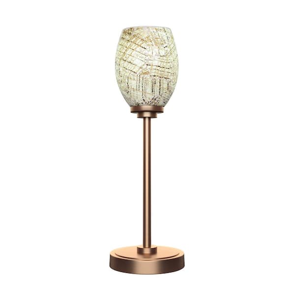 Unbranded Quincy 17.75 in. New Age Brass Accent Lamp with Natural Fusion Glass Shade