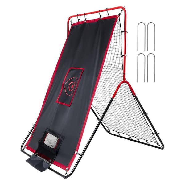 SKYSHALO Baseball And Softball Rebounder Net, 3.5x4.5 ft. 2-in-1 Switch Hitter Pitch Trainer, Net for Fielding/Throwing Practice
