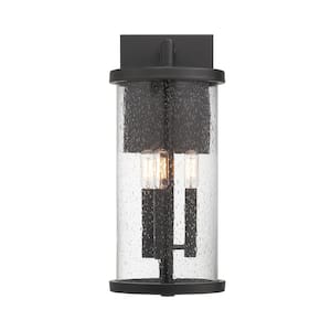 Otto 18.75 in. 3-Light Matte Black Modern Outdoor Hardwired Wall Lantern with No Bulbs Included