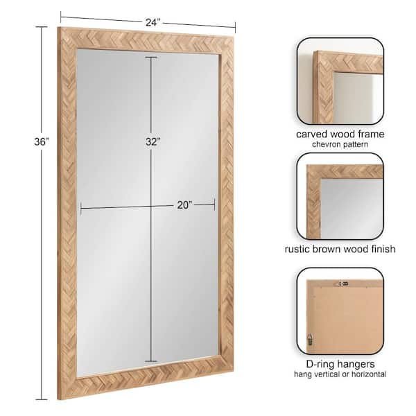 Braywood Brown 24 in. W x 36 in. H Rustic Rectangle Wood Framed Mirror
