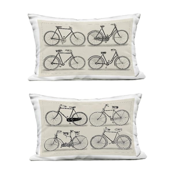 Stupell Industries Vintage Bicycle Styles Grey Rectangular Outdoor Throw Pillow 2-Pack