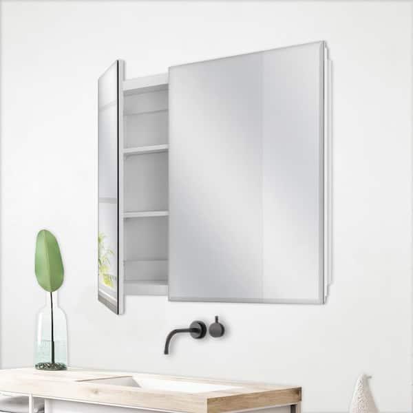 30 in. W x 26 in. H Rectangular Wood Composite Medicine Cabinet with Mirror