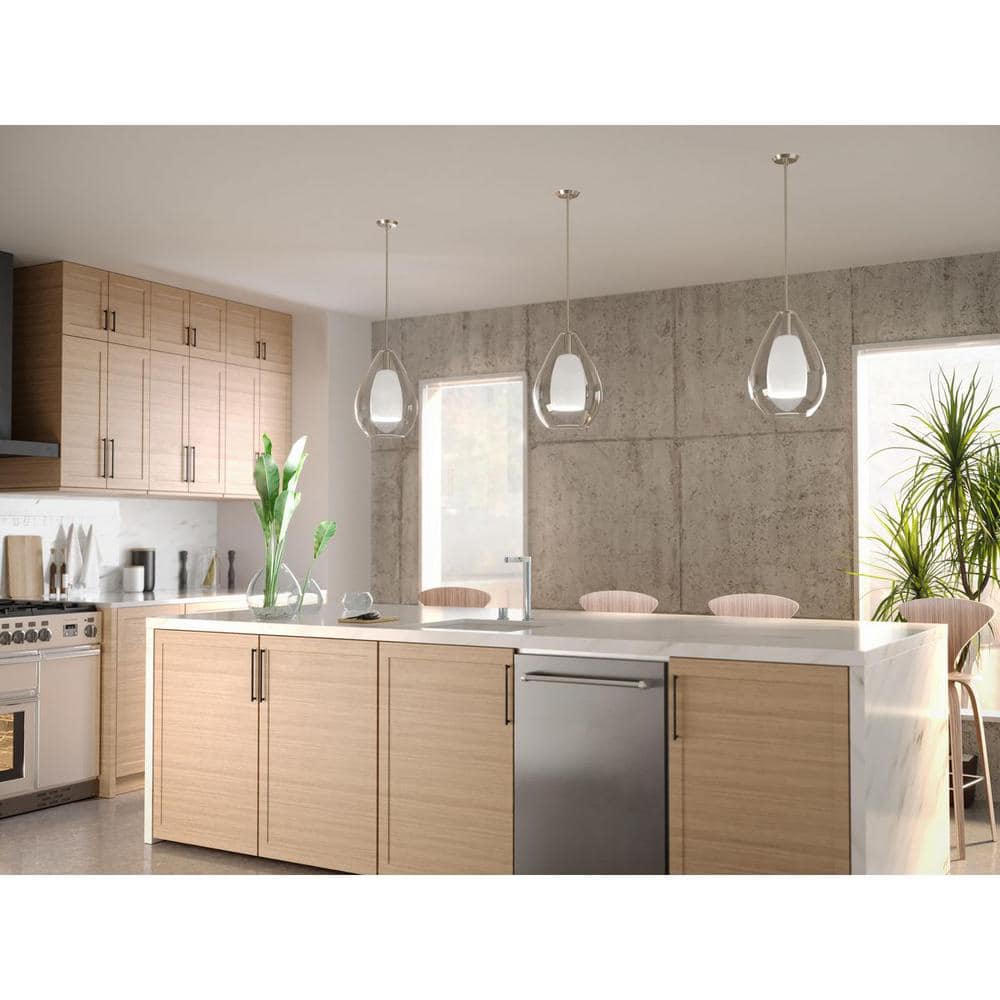 Carillon 100-Watt 1-Light Brushed Nickel Contemporary Pendant with Opal Glass Shade price history on PriceWatchPro