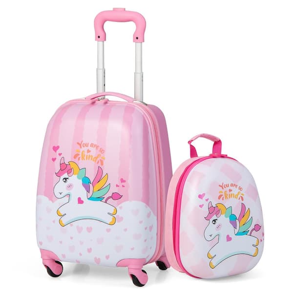 Costway 2-PC Kids Carry On Luggage Set 12 in. Backpack and 16 in ...