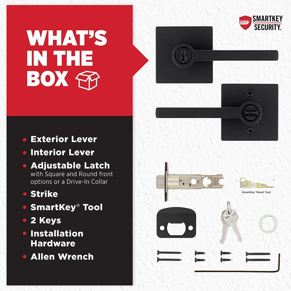 Halifax Matte Black Square Entry Door Knob