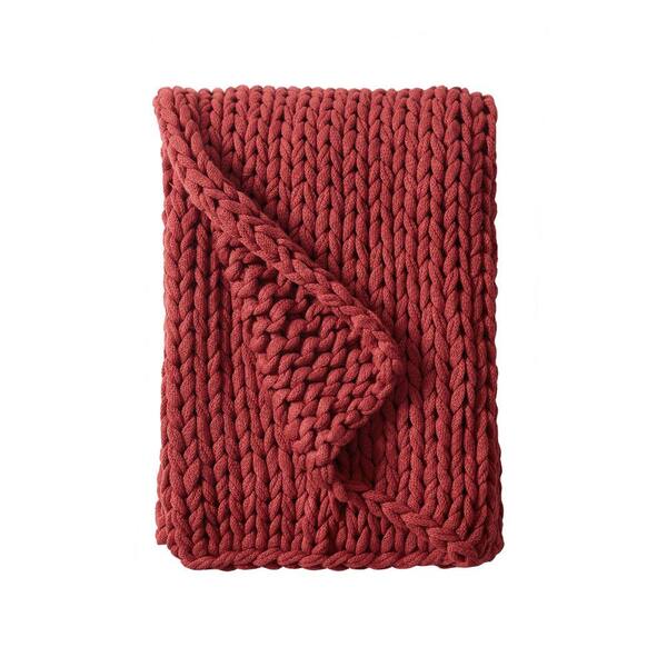 Madison Park Chunky Double Knit Red 50 in. x 60 in. Handmade