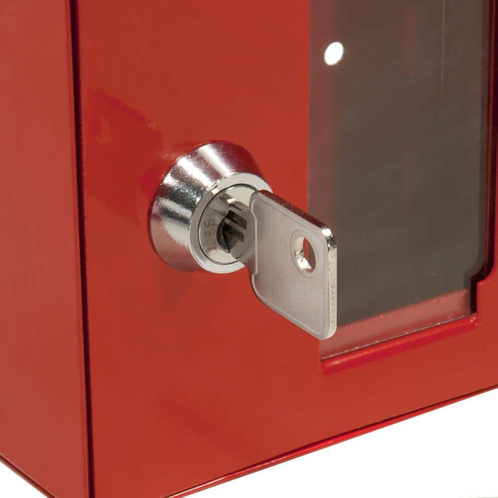 Bright Red Glass and Steel Emergency Key Lock Box