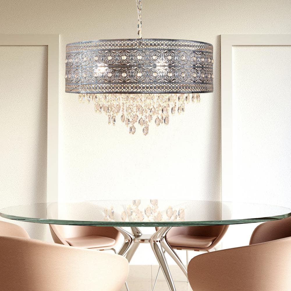 Brielle 26'' Polished Nickel Floral Crystal Medallion Chandelier