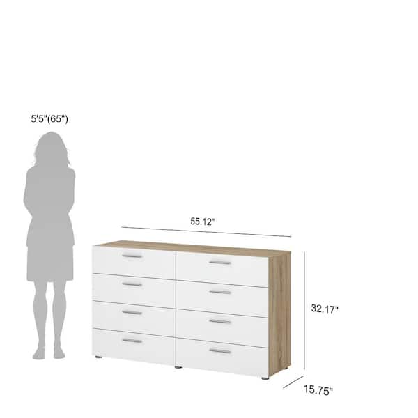 Tvilum Austin 8-Drawer Oak Structure/White High Gloss Double