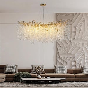 18-Lights Gold Modern Tree Branch Chandelier, Luxury K9 Crystal Chandelier for Dining Room, Living Room, Kitchen Island