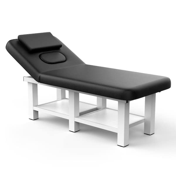 31.5 in. Black Professional Massage Table Bed Heavy Duty 800 lbs. Capacity Adjustable Face Hole PU Leather