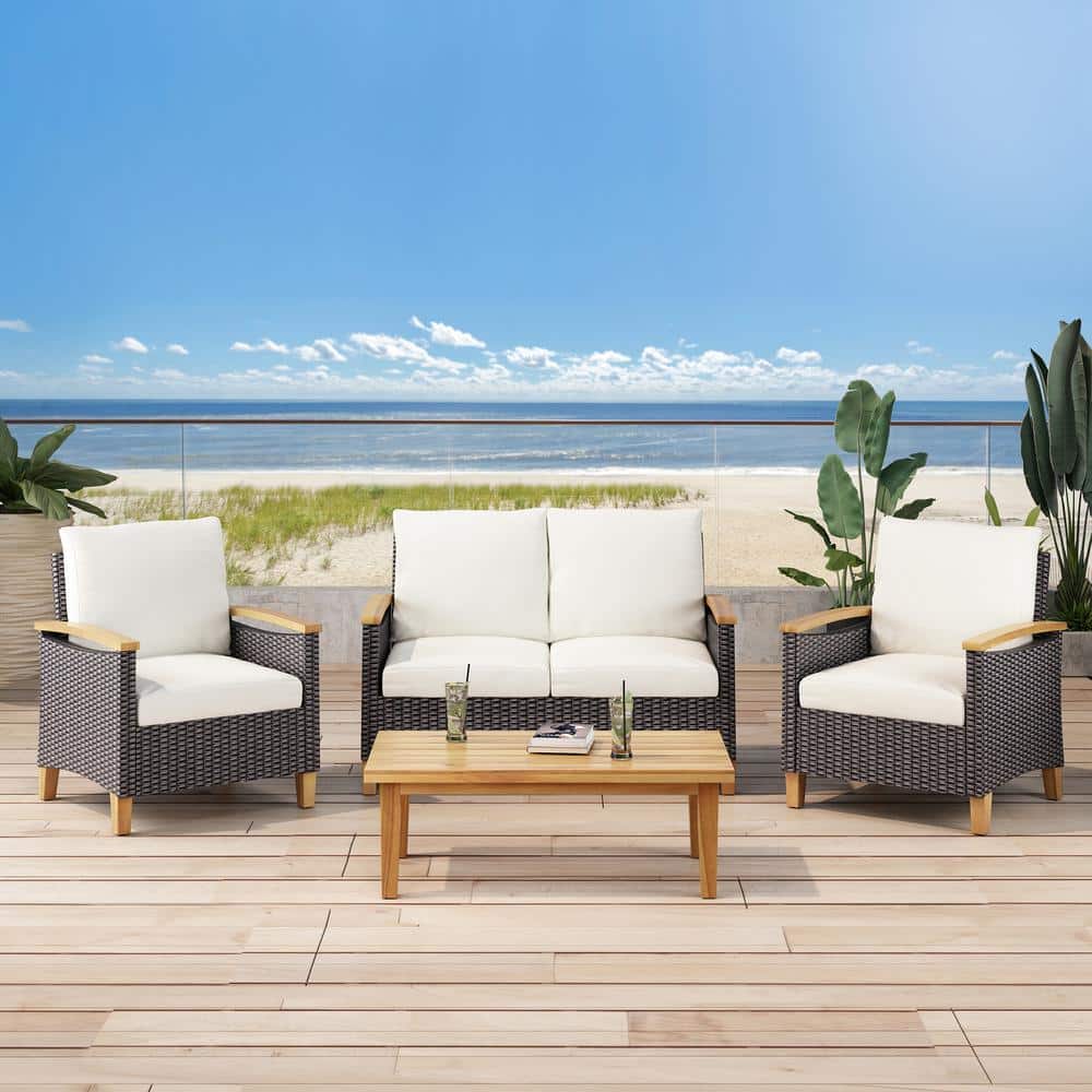 Reviews for Noble House Isla MultiBrown 4Piece Faux Rattan Outdoor